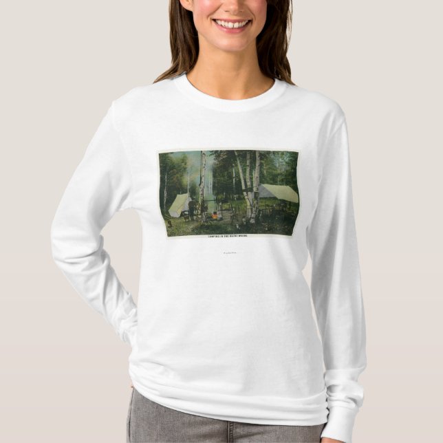 MaineView eines Campground im Maine-Holz T-Shirt (Vorderseite)