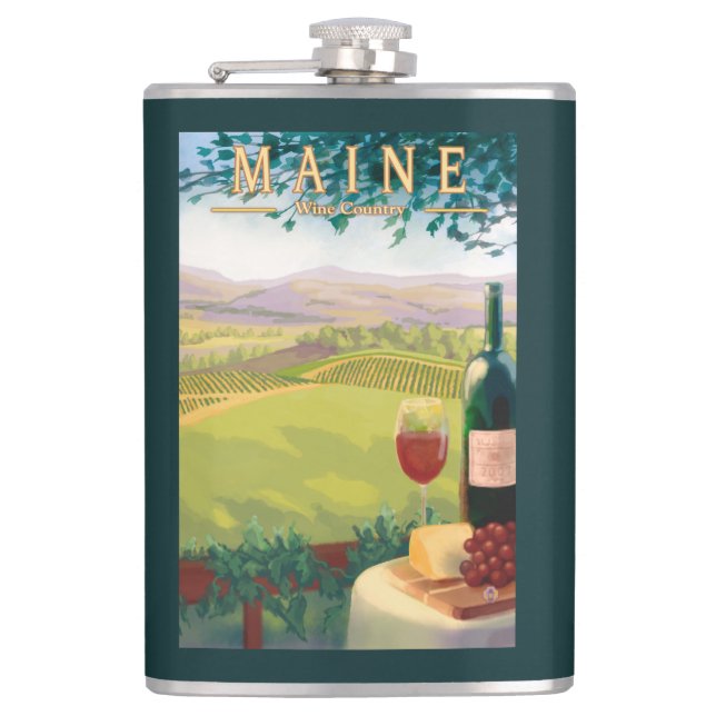 MaineWine Land-Szene Flachmann (Vorderseite)