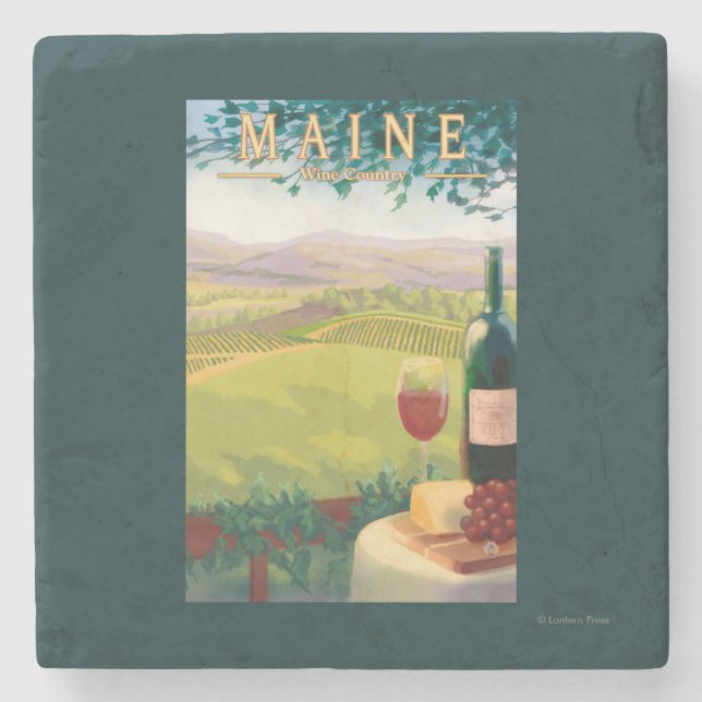 MaineWine Land-Szene Steinuntersetzer (Vorderseite)