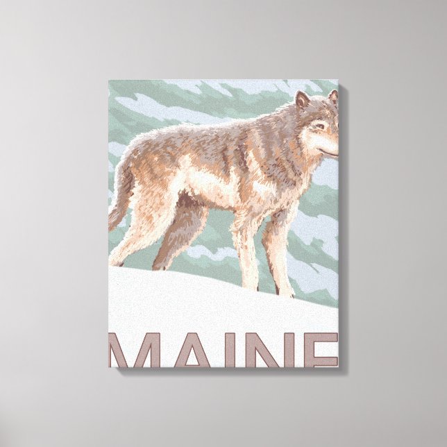 MaineWolf-Szene Leinwanddruck (Vorderseite)