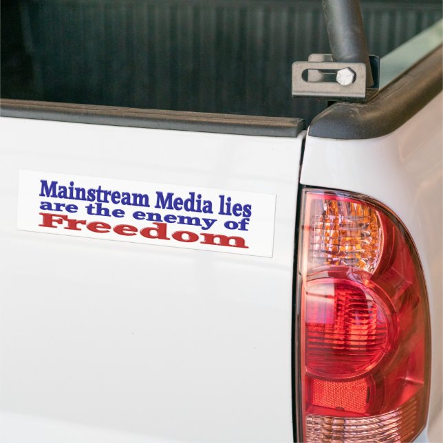 Mainstream-Medien Lies rot-blauer Text Autoaufkleber (Auf Lkw)