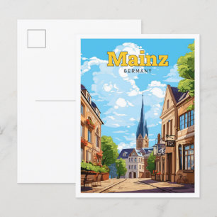 Mainz Deutschland Reise Vintage-Illustration Postkarte