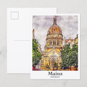 Mainz Deutschland Reise Wasserfarben Skizze Handge Postkarte