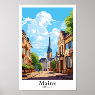 Mainz Deutschland Reisen Vintage Illustration Poster