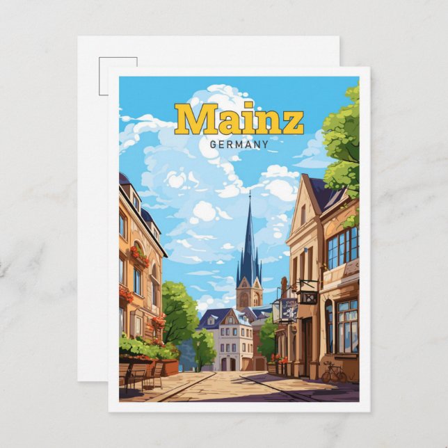 Mainz Deutschland Reisen Vintage Illustration Postkarte (Vorne/Hinten)