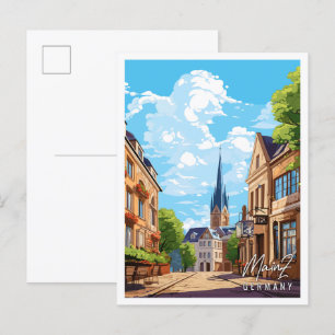 Mainz Deutschland Vintage Reise Illustration Postkarte