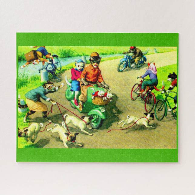 Mainzer-Katzen auf Motorrädern und Fahrrädern Puzzle (Horizontal)