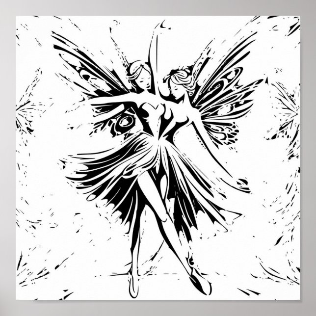 Mairy Dance Black and White Zeichnend Poster (Vorne)