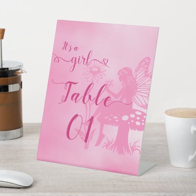 Mairy Mushroom & Blume Baby Dusche Tischnummern Sockelschild (In SItu)