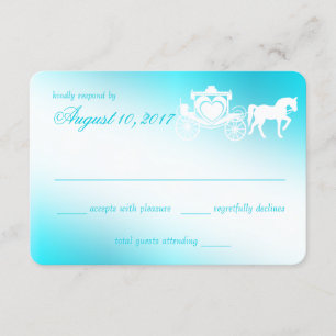 Mairy Tale Carriage Aqua Response Card RSVP Karte