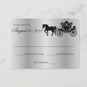 Mairy Tale Carriage Peacock Silver Response RSVP Karte
