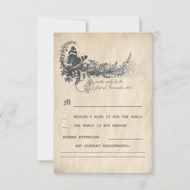 Mairy Tale Wedding RSVP Karten (Vorderseite)
