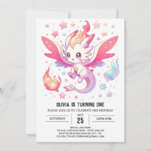 Mairytale Fiery Dragon 1. Geburtstag Einladung