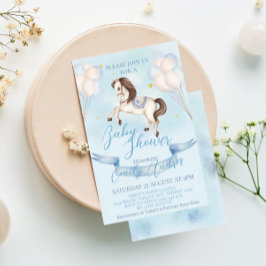 Mairytale Pony Stars Balloons Baby Shower Boy Einladung