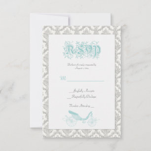 Mairytale RSVP Card Damask Türkis Karte