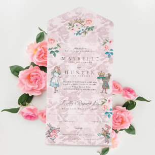 Mairytale Vintage Alice im Wunderland Storybook All In One Einladung