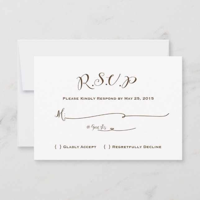 Mairytale Wedding RSVP - Brauner Text Karte (Vorderseite)
