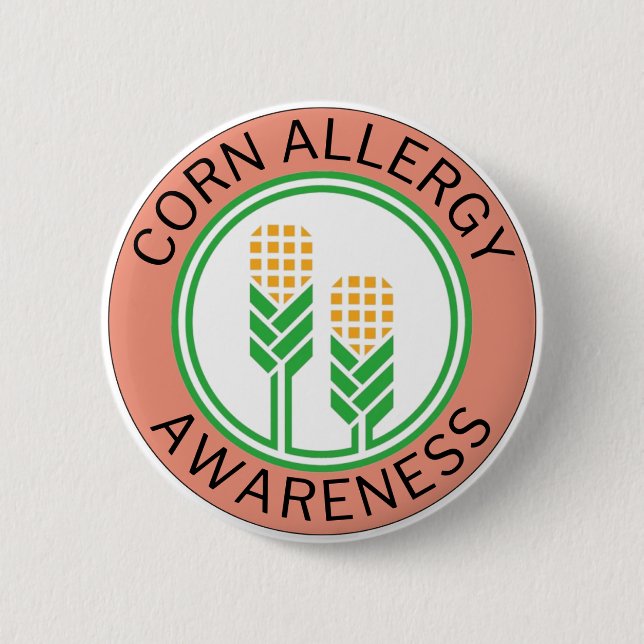 Mais-Allergie-Bewusstsein Pfirsich-Logo Button (Vorderseite)