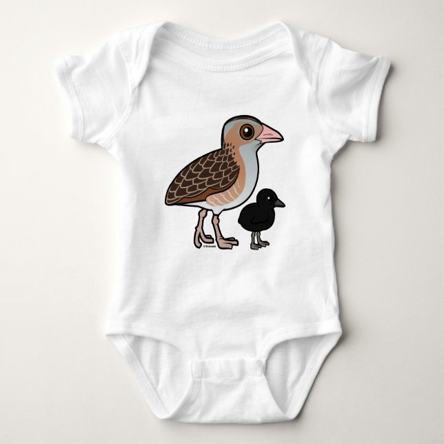 Mais Crake mit Baby Baby Strampler (Vorderseite)