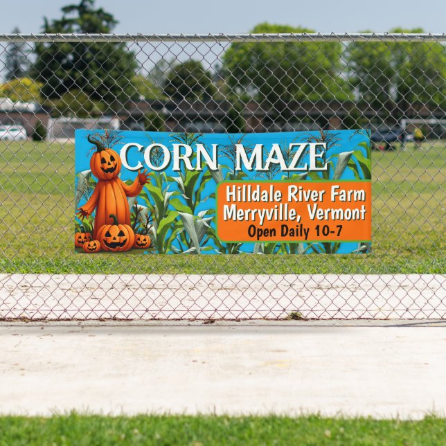 Mais Maze Fall Saison Farm Fun Zeichen Banner (Insitu)