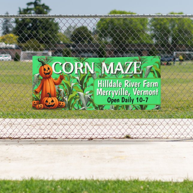 Mais Maze Fall Saison Farm Fun Zeichen Banner (Insitu)