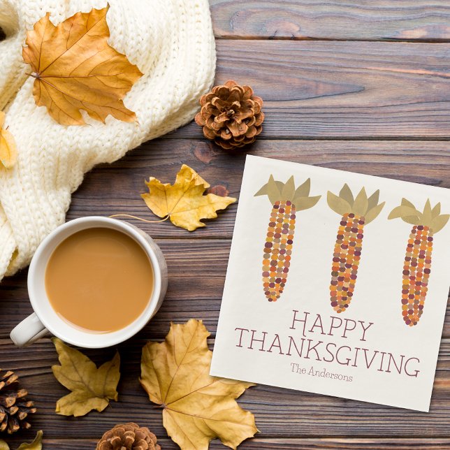 Mais oder indischer Mais Happy Thanksgiving Serviette (Von Creator hochgeladen)