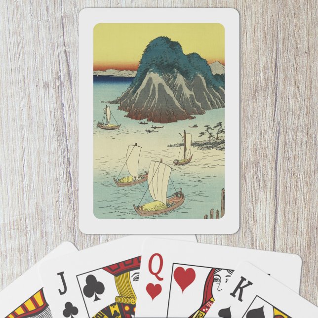 Maisaka, Japan: Vintage Holzblock-Printwerbung Spielkarten (Maisaka, Japan Playing Cards- Table View)