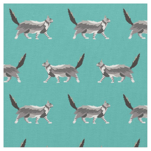 Maiscoon-Katze Türkis Stoff (Nahaufnahme)