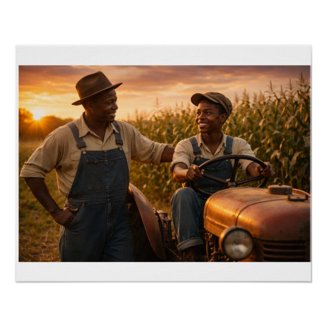 Maisfeld bei Sonnenuntergang Poster (Vorderseite)