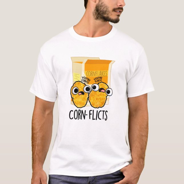 Maisflicts Funny Corn Flakes Pun T-Shirt (Vorderseite)