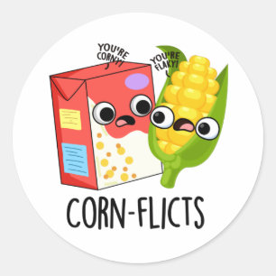 Maisflicts Funny Cornflake Corn Pun Runder Aufkleber