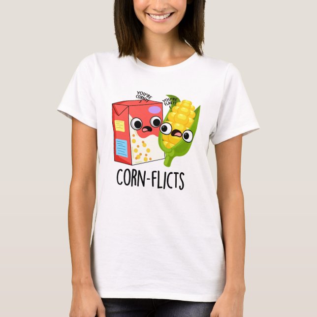 Maisflicts Funny Cornflake Corn Pun T-Shirt (Vorderseite)