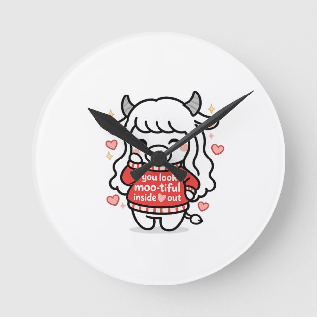 Maisie Moo Clock  Runde Wanduhr (Vorderseite)