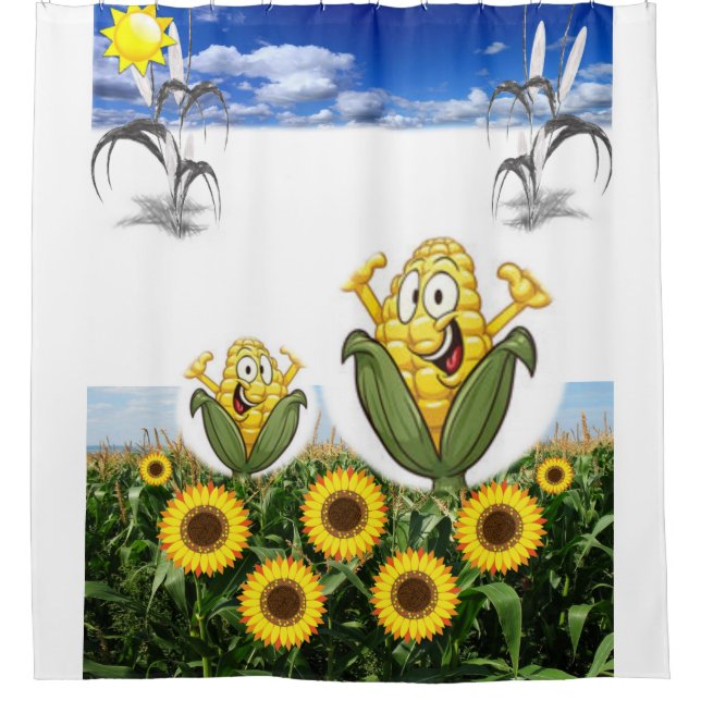 Maiskerne grüne goldene Duschvorhang schwarz (Vorderseite)