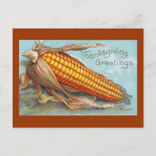 Maiskolben Vintage Thanksgiving Feiertagspostkarte