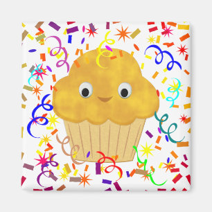 Maismuffin aus niedlichem Cartoon mit Confetti-Mag Magnet