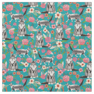 Maismünze Katze Vintage Blüten Türkis Stoff