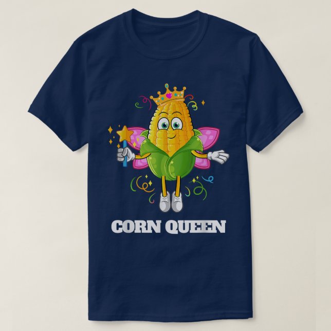 Maisqueen mit Flügeln und Stick-Mais auf Cob T-Shirt (Design vorne)