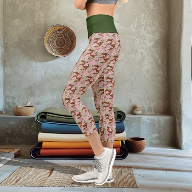 Maisschlange Rosa Blume grün Capri Leggings (Von Creator hochgeladen)