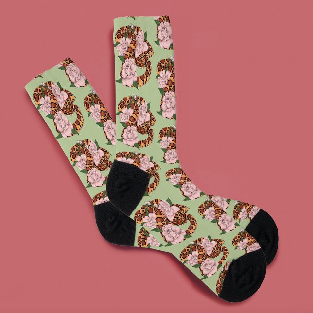 Maisschlange Rosa Blume grün Socken (Von Creator hochgeladen)