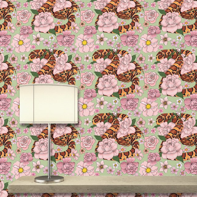 Maisschlange Rosa Blume grün Tapete (Von Creator hochgeladen)