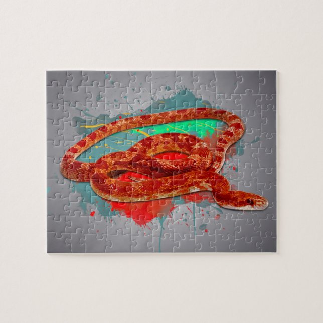 Maisschlange Wasserfarben Rainbow Color Jigsaw Puz Puzzle (Horizontal)