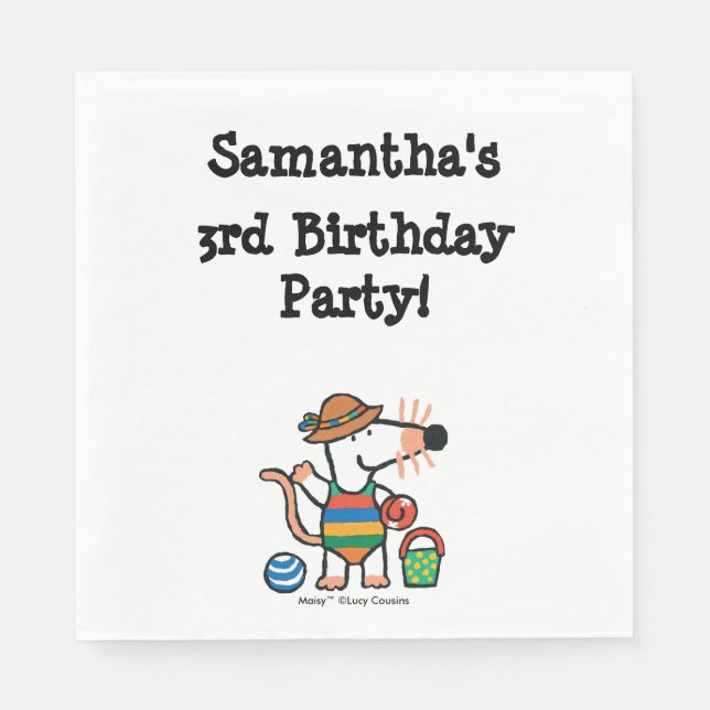 Maisy am Strand Geburtstag Serviette (Vorderseite)