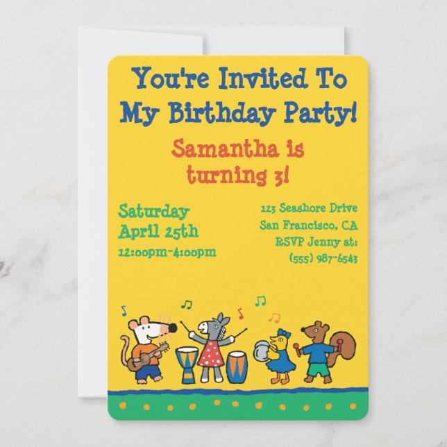 Maisy and Friends spielen in der Band Einladung (Vorderseite)