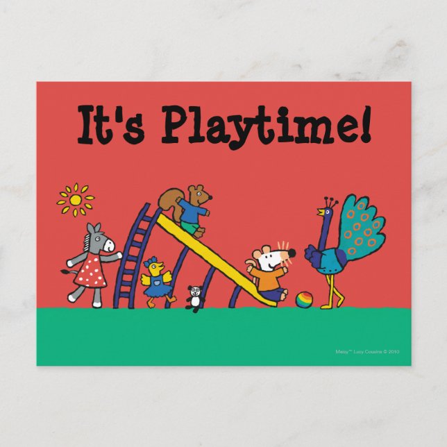 Maisy auf dem Spielplatz mit Freunden Postkarte (Vorderseite)