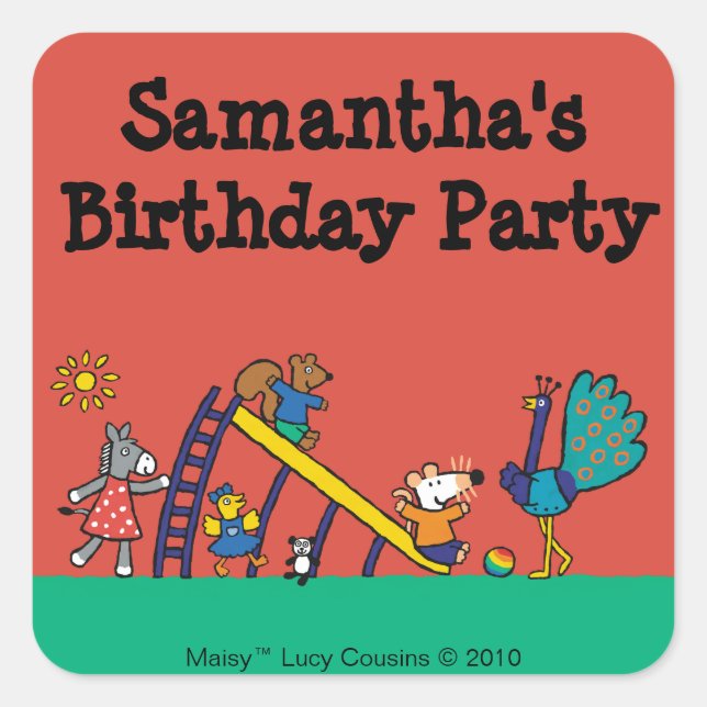 Maisy auf dem Spielplatz mit Freunden Quadratischer Aufkleber (Vorderseite)