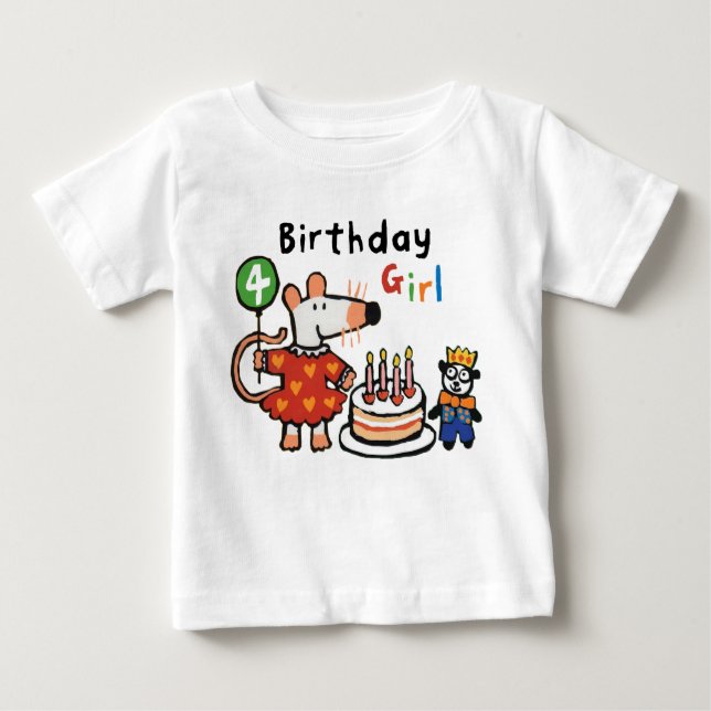Maisy Birthday Girl, 4 Jahre alt Baby T-shirt (Vorderseite)