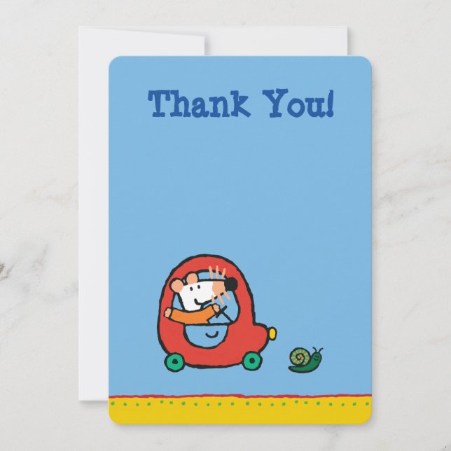 Maisy fährt ein Niedliches rotes Auto Dankeskarte (Vorderseite)