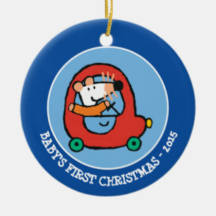 Maisy fährt ein Niedliches Rotes Auto Keramik Ornament