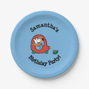 Maisy fährt ein niedliches rotes Auto Pappteller